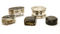 Lot 276 - Three silver and tortoiseshell dressing table boxes