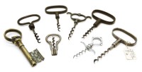 Lot 347 - A collection of Clough type corkscrews