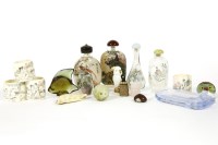 Lot 354 - Four Chinese inside decorated scent bottles and stoppers