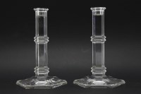 Lot 469 - A pair of Tiffany & Co crystal glass candlesticks