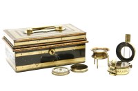 Lot 459 - A painted metal strong box with brass pocket compass