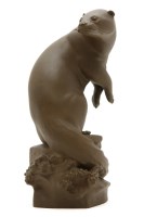 Lot 477 - A Meissen red ware Bottger pottery figure of an otter