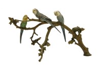 Lot 449 - A cold painted bronze study of three budgerigars on a branch