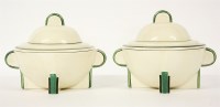 Lot 513 - Two Clarice Cliff banded tureens and covers