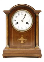 Lot 528 - An early 20th century inlaid mahogany mantle clock