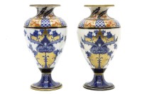 Lot 530 - A pair of William Macintyre Aurelian ware pedestal vases