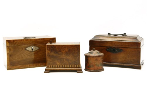Lot 576 - A George lll mahogany and crossbanded  tea caddy