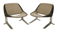 Lot 522 - A pair of aluminium and upholstered lounge chairs
