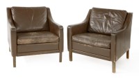 Lot 282 - A pair of Danish leather armchairs