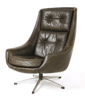 Lot 277 - A Danish black leather bucket armchair