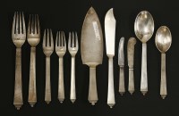 Lot 445 - Georg Jensen 'Pyramid' pattern silver flatware