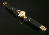 Lot 208 - A French gold VTI mechanical globe form strap watch