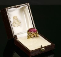 Lot 472 - An 18ct gold pink tourmaline and diamond ring