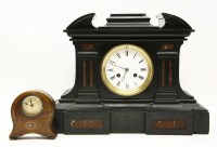 Lot 412 - A Victorian black marble mantel clock