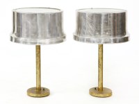 Lot 270 - A pair of aluminium and brass table lamps