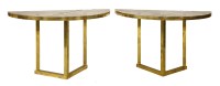 Lot 269 - A pair of tubular brass console tables