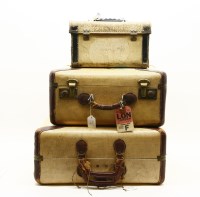 Lot 552B - A graduated pair of flying luggage vintage suitcases
