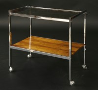 Lot 556 - A chrome and rosewood two-tier trolley