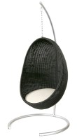 Lot 263 - An egg-shaped black rattan hanging chair
