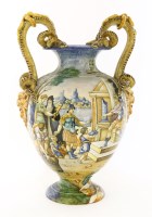 Lot 35 - A Cantagalli maiolica pottery twin-handled vase