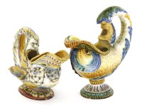 Lot 38 - Two Cantagalli maiolica pottery dolphin ewers