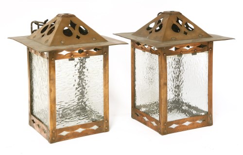 Lot 58 - A pair of copper hall lanterns