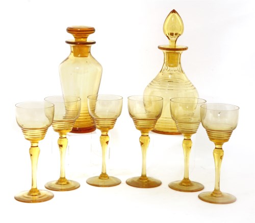 Lot 113 - Six Art Deco Stuart Glass wine glasses