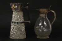 Lot 154 - Two silver-plated claret jugs