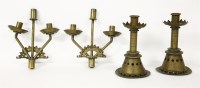 Lot 239 - A pair brass French candlesticks