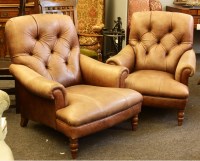 Lot 731A - A pair of modern brown leather club armchairs