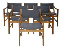 Lot 625 - A set of six teak dining chairs