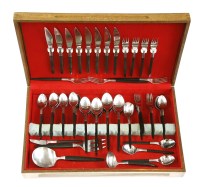 Lot 622 - A 'Ron Fil' stainless steel and black-handled cutlery set