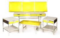 Lot 591 - A white laminate and yellow leather mounted dressing table