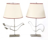 Lot 181 - A pair of chrome table lamps