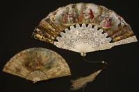 Lot 57 - A late 19th century carved ivory brisé fan