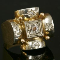 Lot 210 - A two colour gold diamond set cluster ring