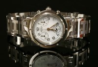 Lot 558 - A ladies' stainless steel Hermès Clipper Chronograph Quartz watch