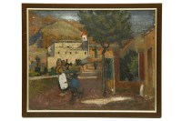 Lot 548A - Cora J Gordon
VIEW OF FIGURES IN A CONTINENTAL STREET
Oil on board
31 x 39cm

Probably Spain. Portugal or the Balkans. (See attached biographical notes)