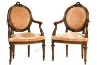 Lot 675 - A pair of mahogany armchairs