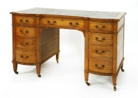 Lot 1056 - An Edwardian strung and crossbanded satinwood nine-drawer desk