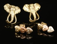 Lot 321 - A pair of Continental novelty gold elephant stud earrings