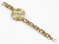 Lot 4 - A ladies 9ct gold mechanical bracelet watch