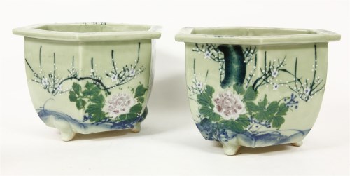 Lot 405 - A pair of Chinese hexagonal planters