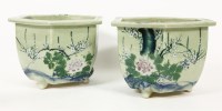 Lot 405 - A pair of Chinese hexagonal planters