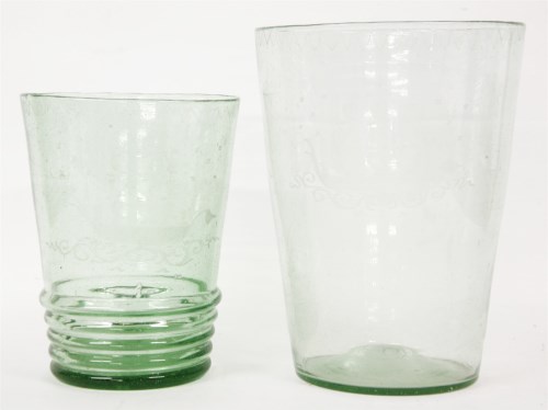 Lot 396 - Two soda glass vases