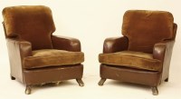 Lot 722 - A pair of mid 20th leatherette upholstered club armchairs