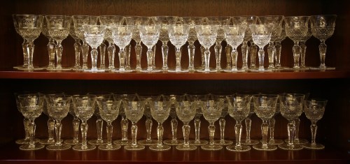 Lot 209 - A large suite of hobnail cut wine glasses