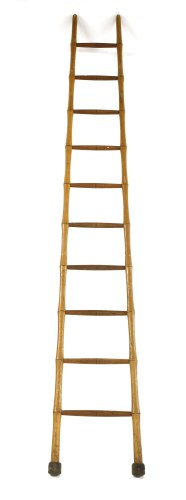 Lot 1107 - A wooden library ladder