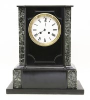 Lot 437 - A Victorian black slate and variegated marble mantle clock