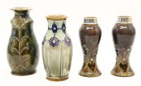 Lot 392 - A pair of silver rimmed Royal Doulton Art Nouveau vases